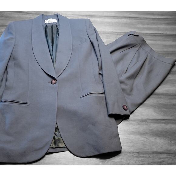 Christian Dior VTG Green Suit Jacket & High Waist Trousers Set Sz 4 Made in USA - Picture 1 of 16